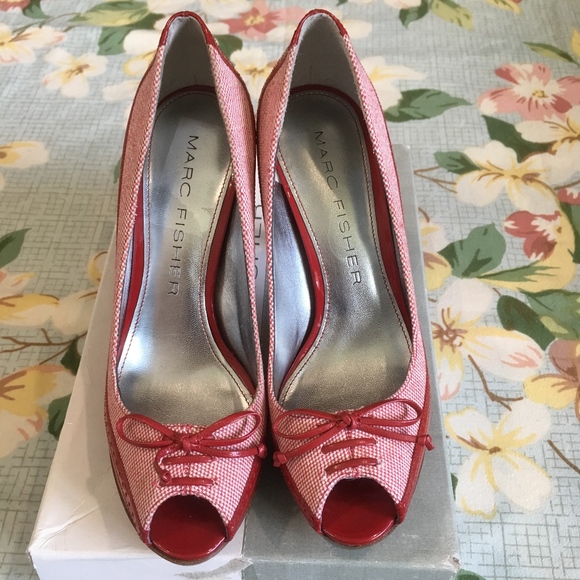 NIB Marc Fisher Red Patent Leather & Tweed Pumps - Picture 5 of 6